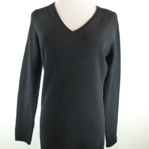 ONLY MINE BLACK 2 PLY CASHMERE V NECK SWEATER L
